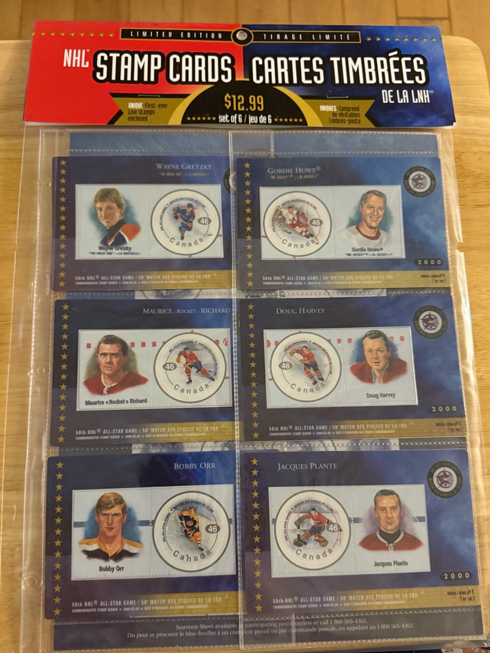 NHL Limited Edition Stamp Cards Set - Blue & Red